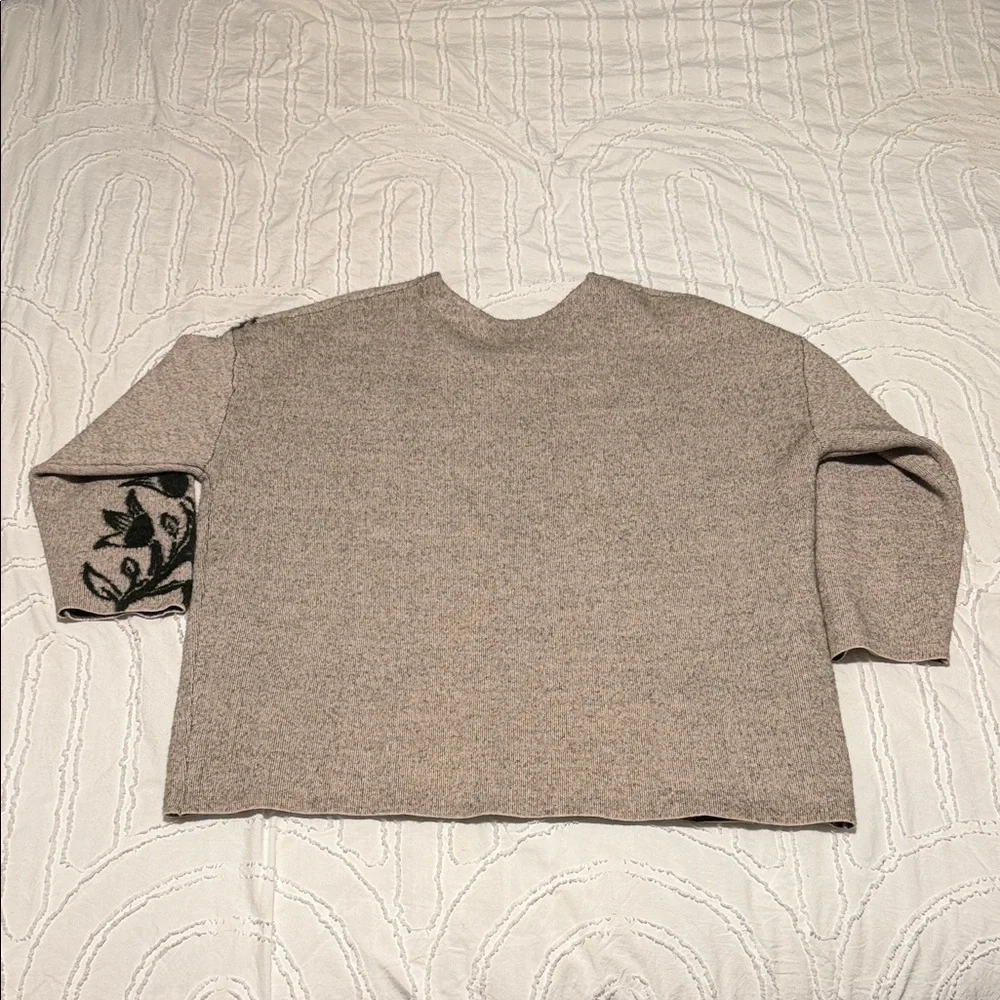 Rachel Zoe Taupe and Black Botanical Sweater - Picture 3 of 3